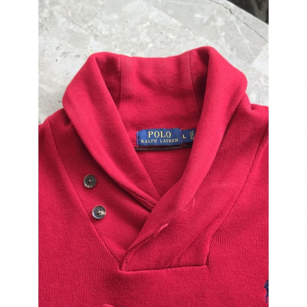 Polo Ralph Lauren Sweater Red Pullover Cotton Men's Large